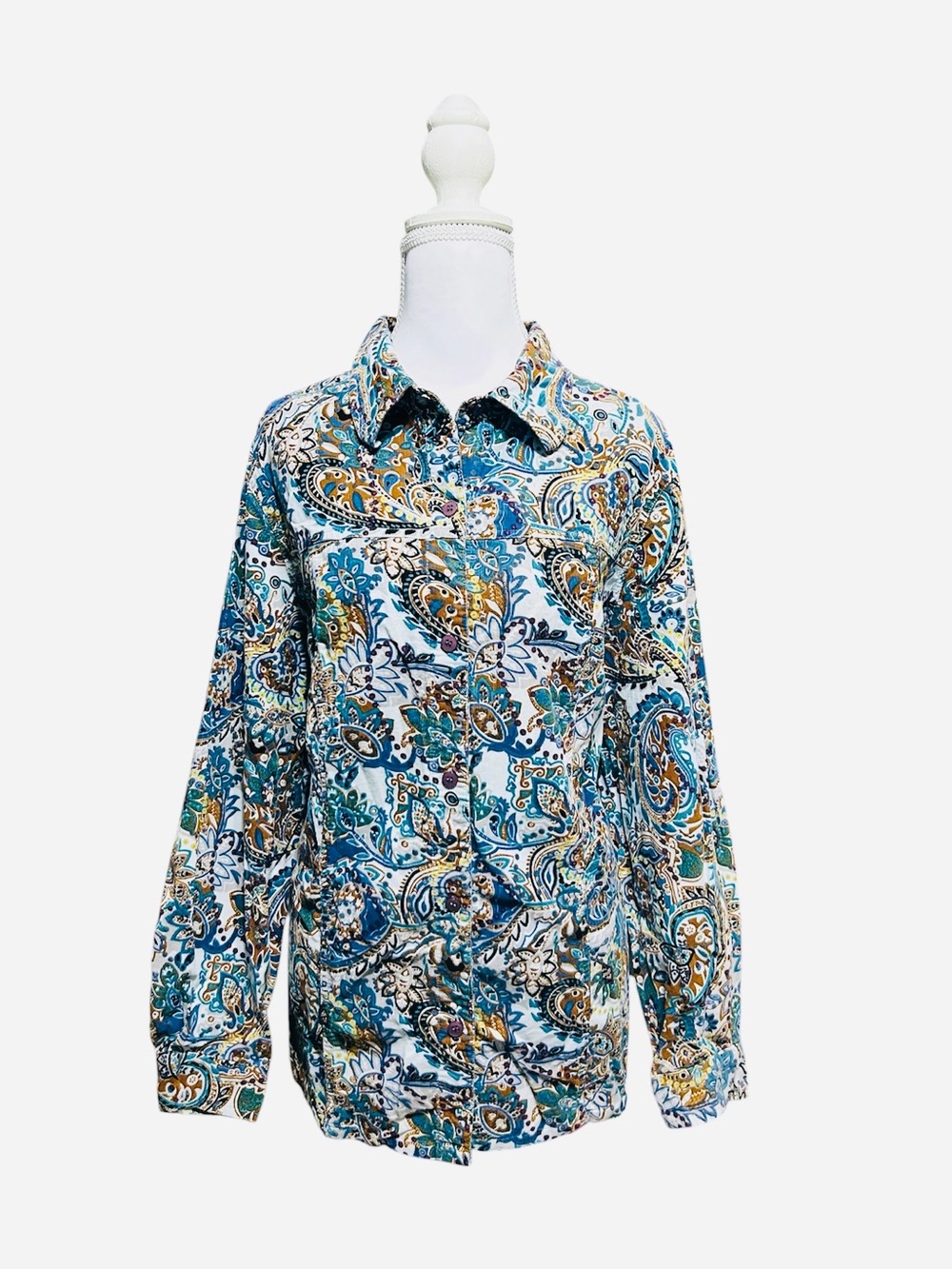 Koret Turquoise and Brown Women's Button-Up Blouse